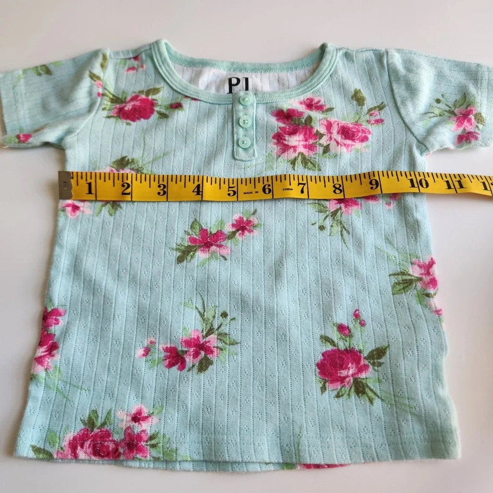 Toddler Girls Floral Pointelle Pajama Set Aqua Pink‎ 18-24m